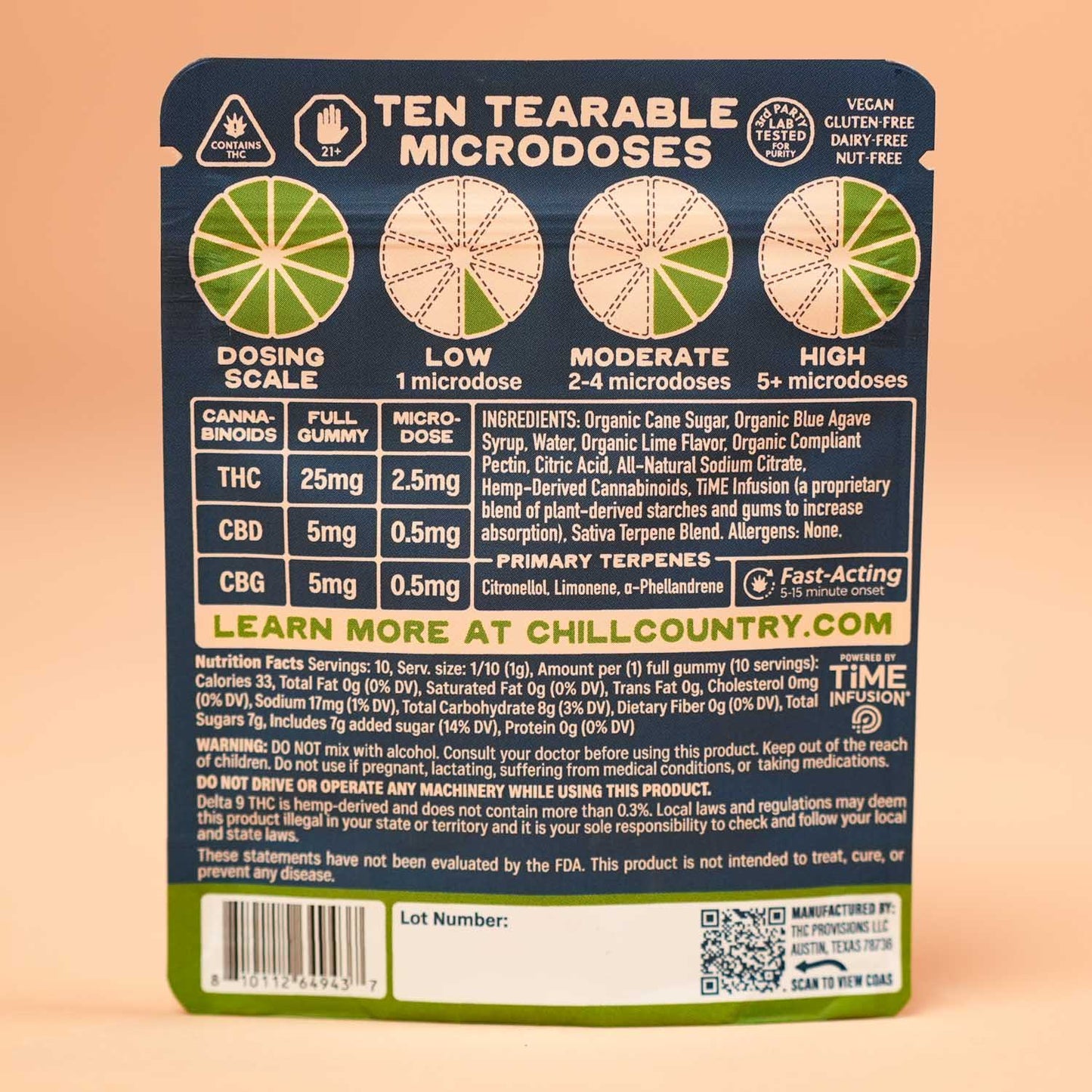 25mg Agave & Lime Gummies - Case of (20) 1ct Bags