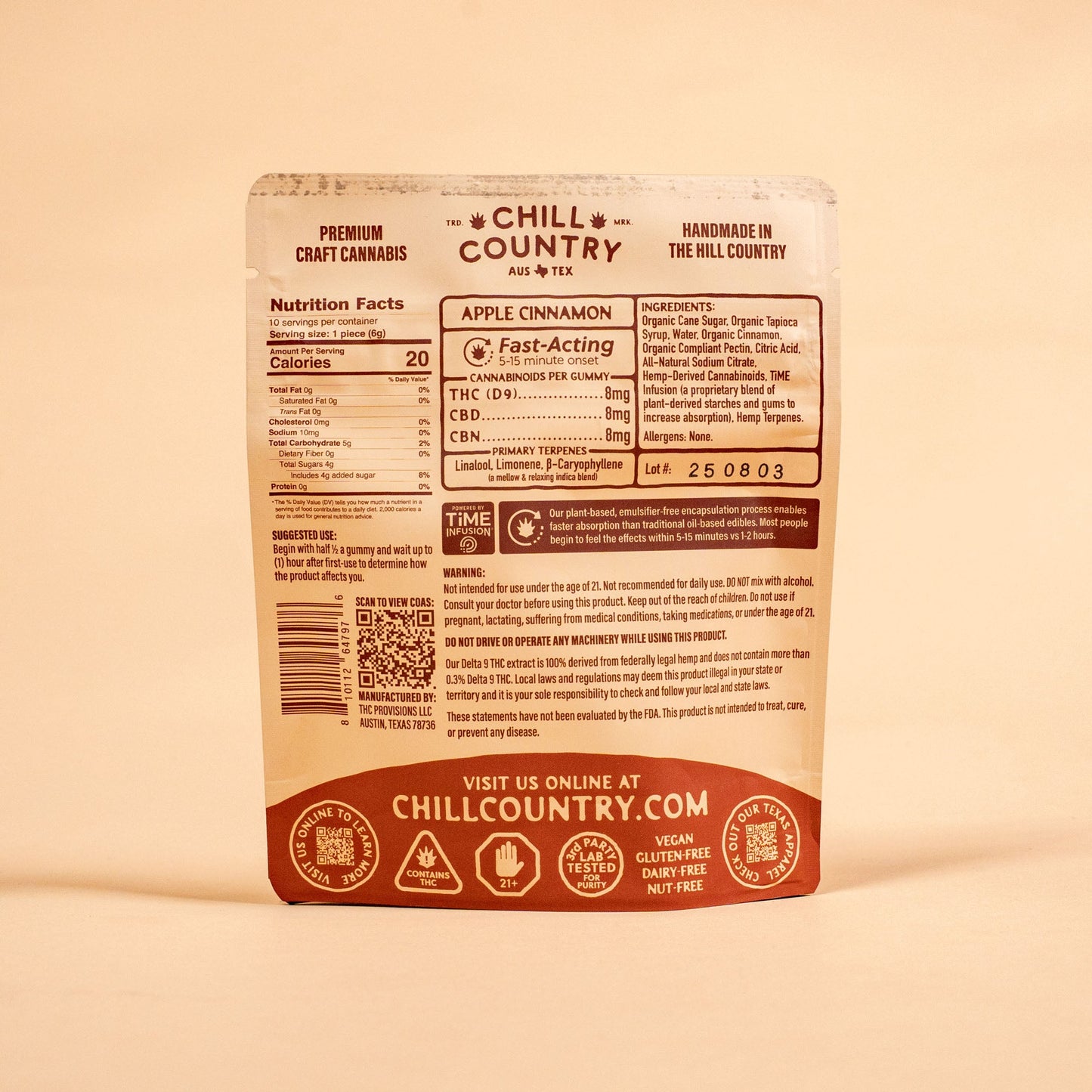 8mg Apple Cinnamon Gummies - Case of (10) 4ct Bags